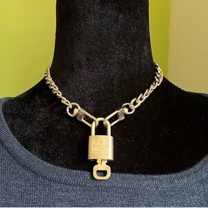Gold Chain Necklace with Padlock Pendant